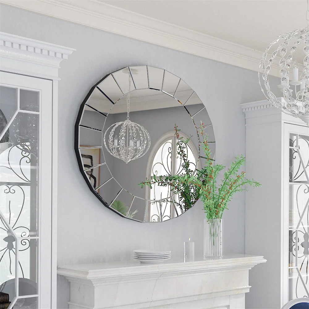 Round Venetian Ornate Mirror Wall Decor Art Accent for Hallway Living Room Bathroom Fireplace - Stylish Home Decor Accessory