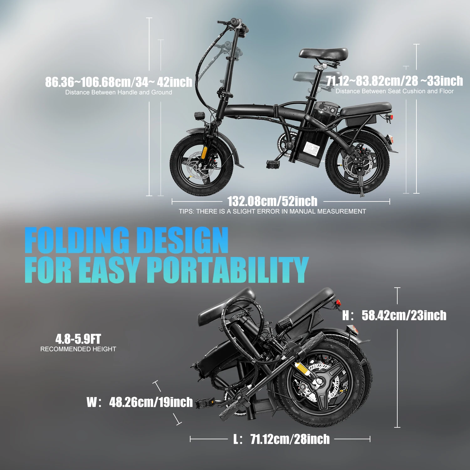 Ebike dobrável com cesta para adultos, pneu de estrada 14in, aço carbono, leve, dobrável, sem escova, barato, 48V, 350W