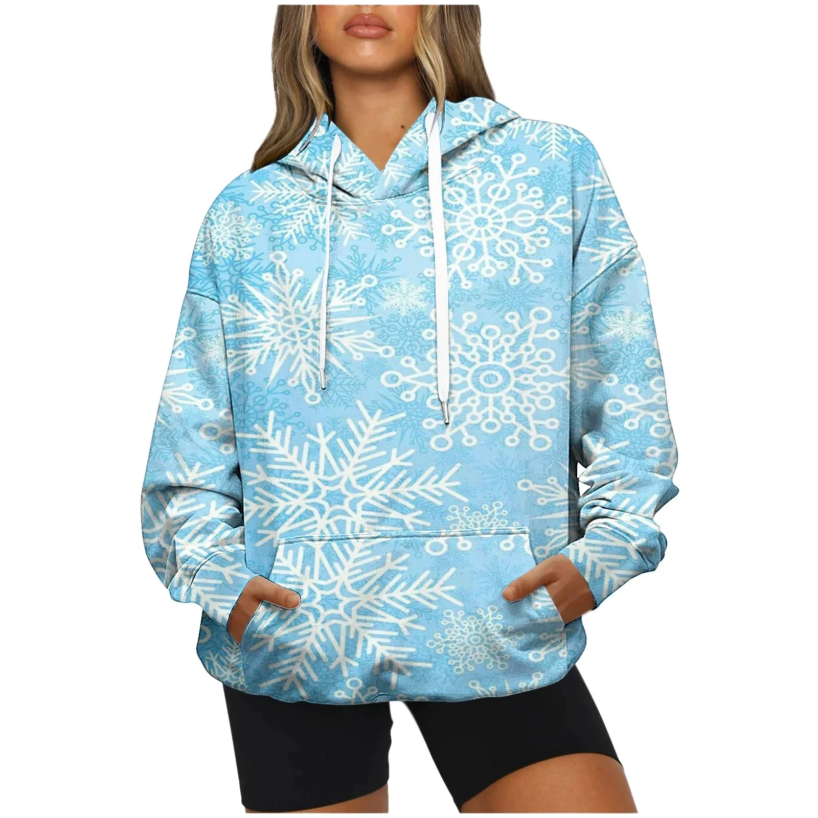 Christmas Hoodies Christmas Tree Snow 3D Print Women Fashion Long Sleeve Hooded Sweatshirts Streetwear Pullovers Female Clothing