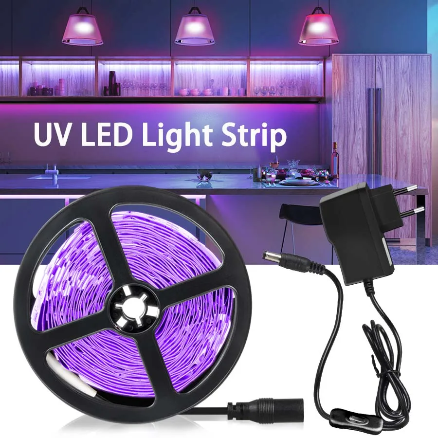 

UV DC 12V 5M LED Light Strip Ultraviolet Lamp 385-400nm Black Light 2835 SMD Flexible LED Ribbon for Glow Fluorescence Decor