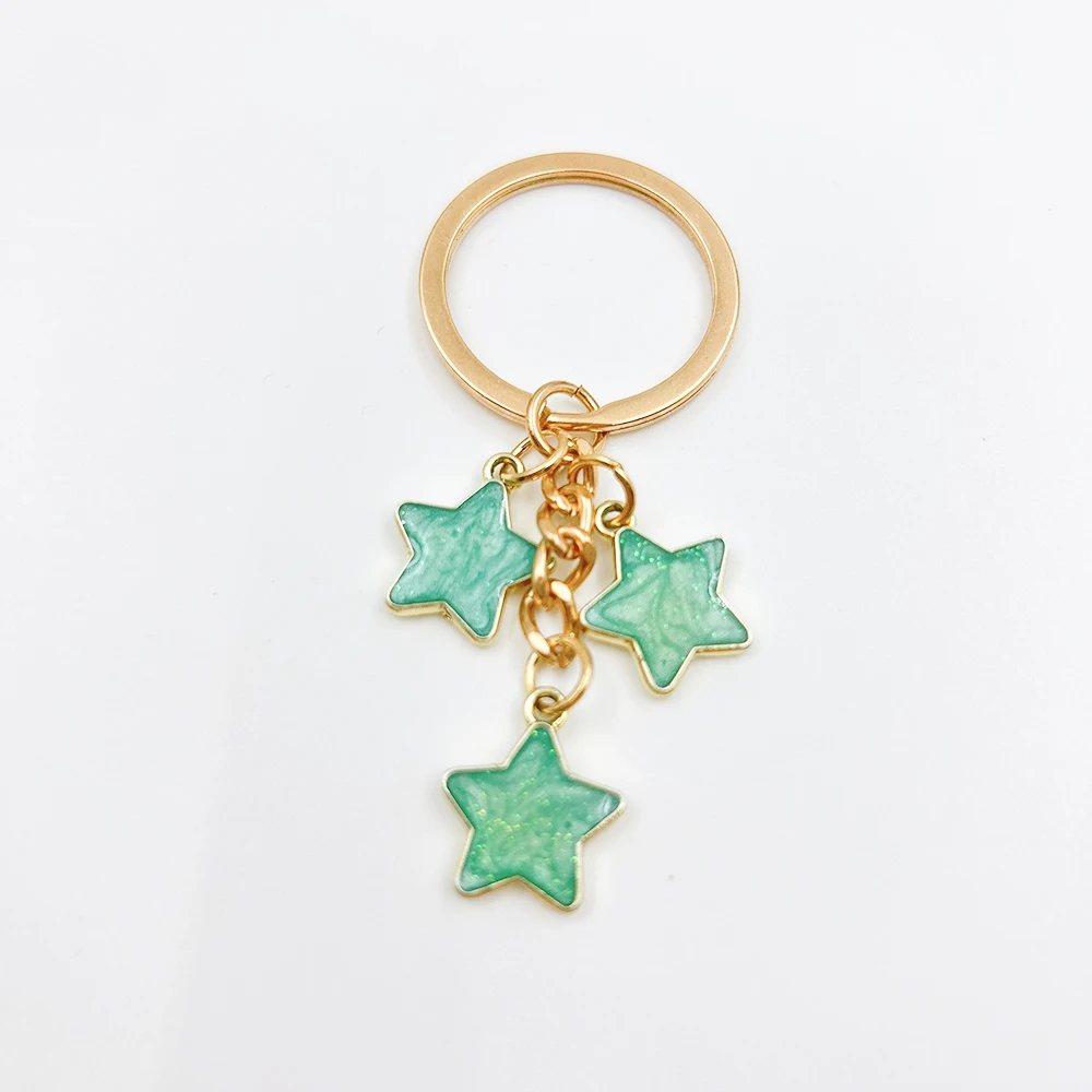 Estrelas Oil Enamel Encantos Chaveiros para Mulheres, Chaveiro de Carro, Presente Criança, Jóias, Nova Moda