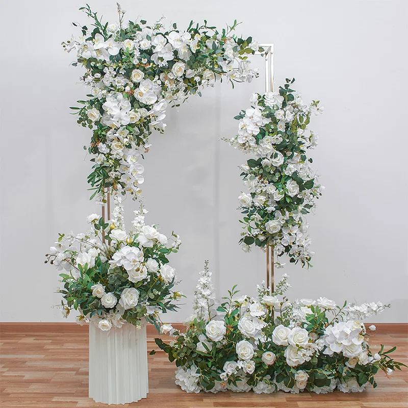 White Rose Orchid Eucalyptus Wedding Floral Arrangement Table Centerpieces Ball Party Event Arch Decor Hanging Corner Flowers