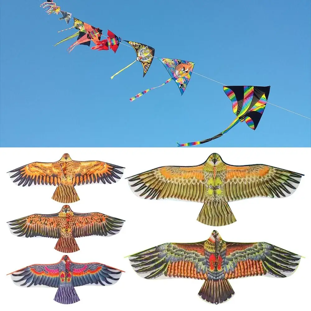 Flat Eagle Kite 1.1m Flying Bird Kite With 30 Meter Kite Line Large Kite Kids Gift Family Trips Garden Outdoor Sports DIY Toy