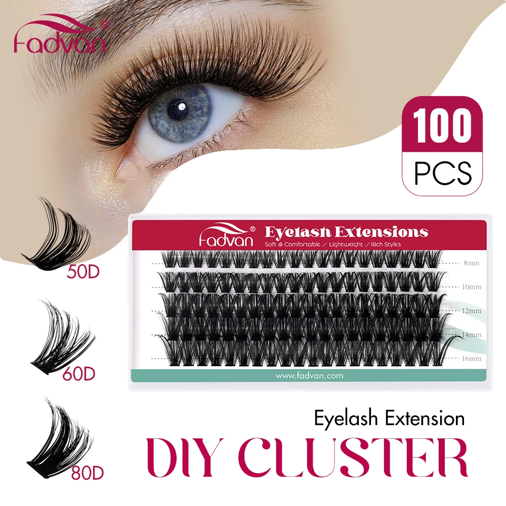 

FADVAN Individual Mink Lash Extensions 10D / 20D / 30D / 40D /50D / 60D /80D Clusters 0.07mm Natural Heat Bonded Cluster Lashes