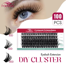 FADVAN Individual Mink Lash Extensions 10D / 20D / 30D / 40D /50D / 60D /80D Clusters 0.07mm  Natural Heat Bonded Cluster Lashes