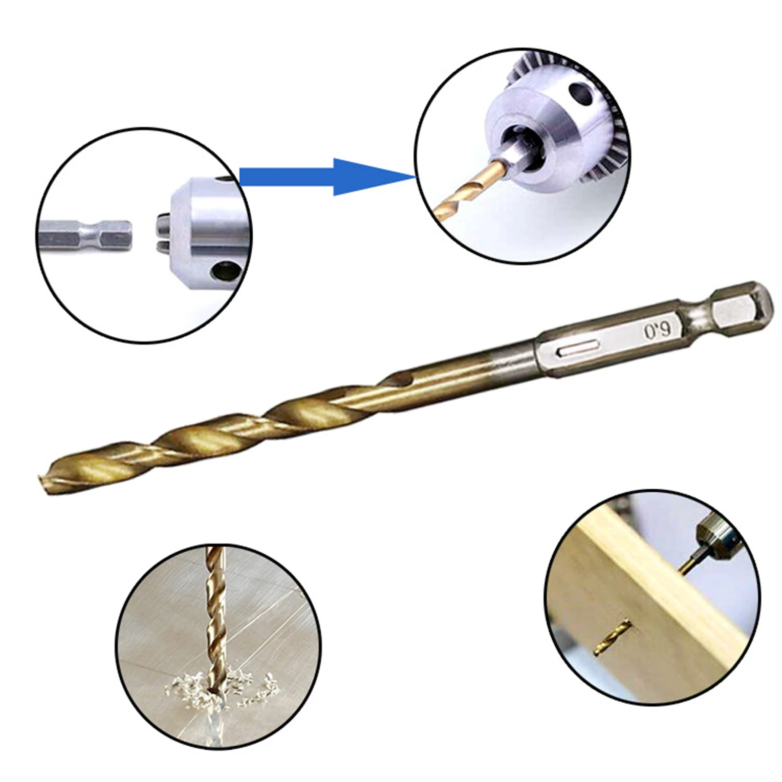 Set di punte da trapano con gambo esagonale 13 pezzi 1.5-6.5mm punte elicoidali HSS placcatura in titanio utensili per la lavorazione del legno punta da trapano in metallo con gambo esagonale 1/4 "s