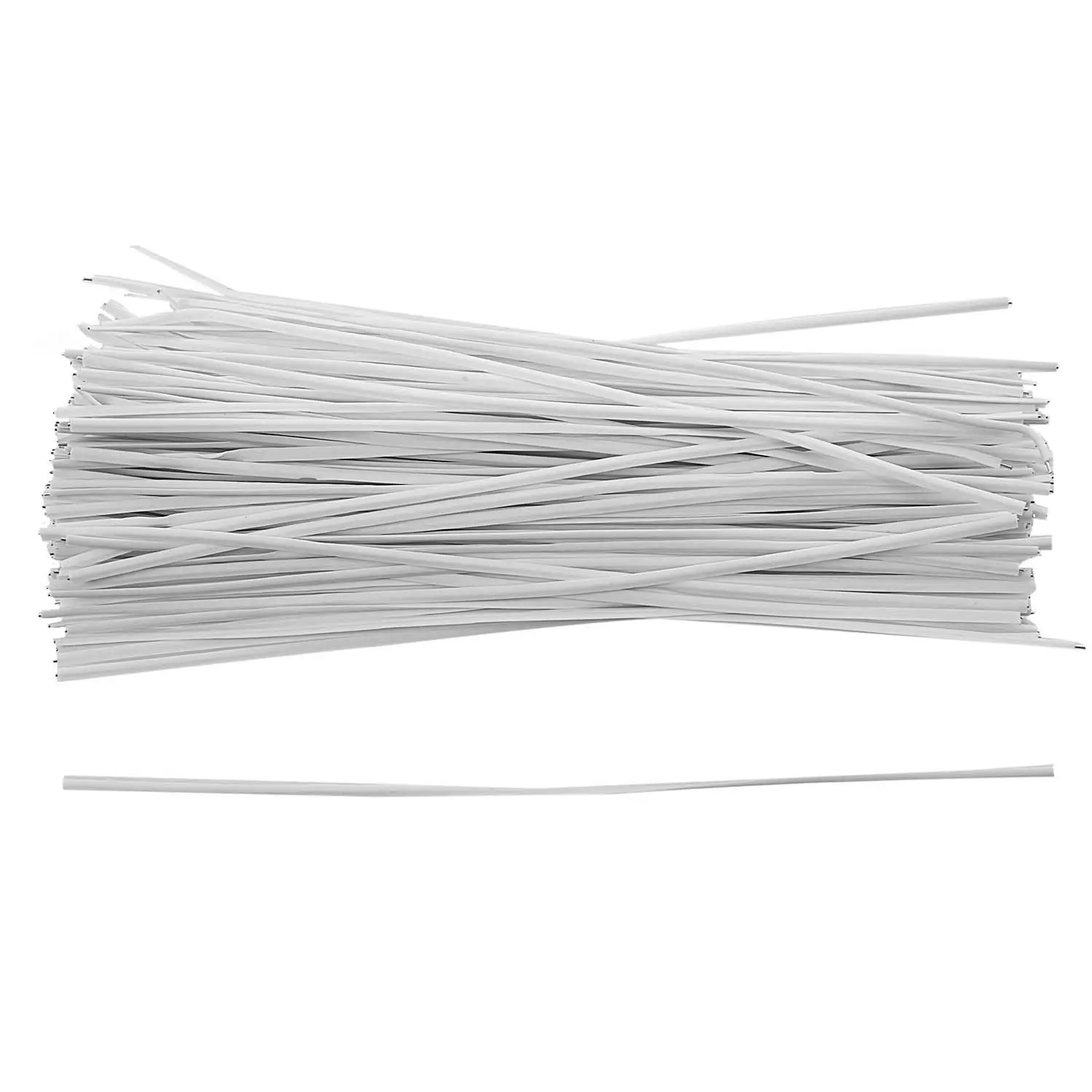 Final~~130pcs Cable Organizer Binding Packaging Wire Twist Ties White 150x2.2mm