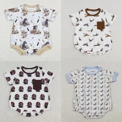 Wholesale Toddler One-piece Ducks Dogs Short Sleeves Romper Newborn Baby Boy Summer Clothing Kids Children Bubble Jumpsuit