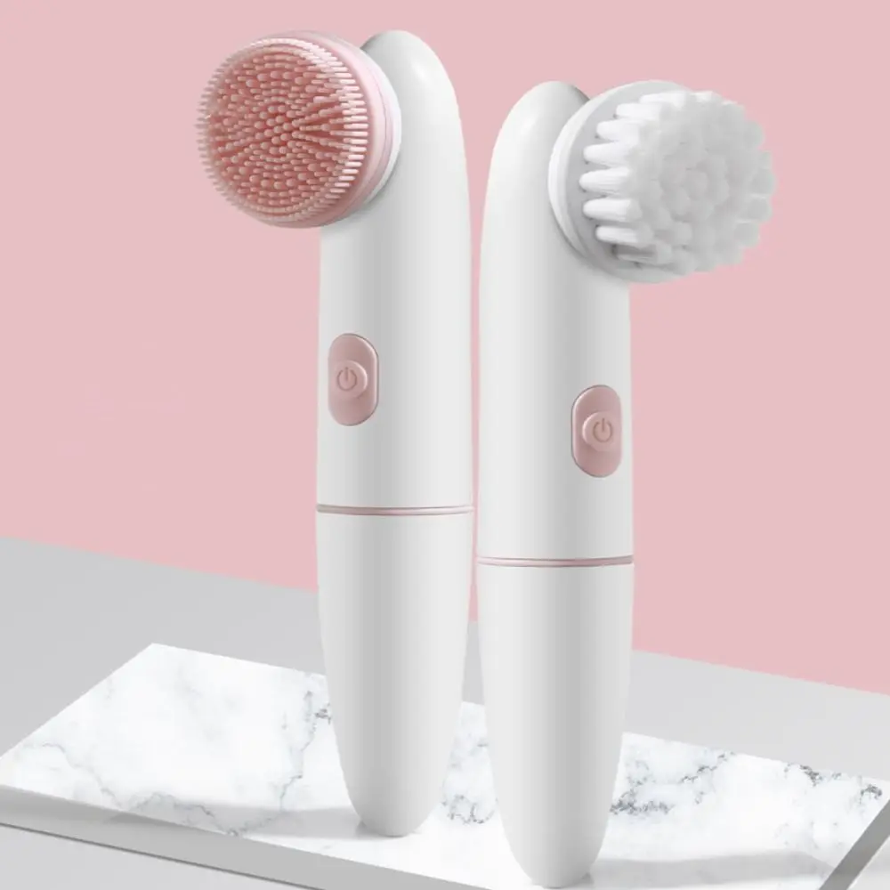 Waterproof Electric Facial Cleanser Two-in-one Silicone Vibrating Cleansing Brush Deep Cleaning Soft Exfoliating Facial Brush