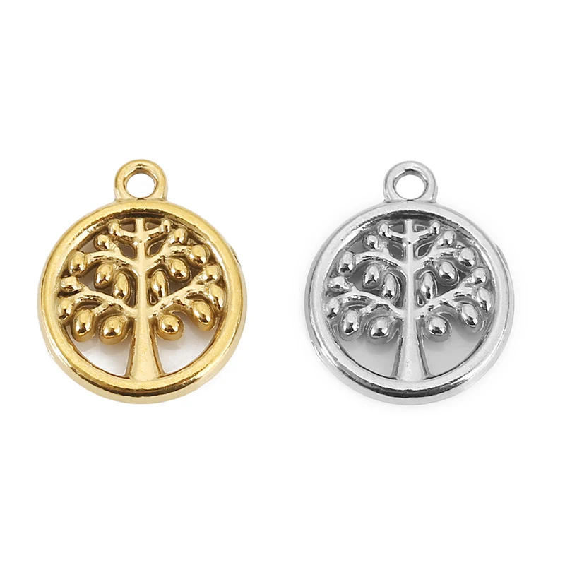 5pcs Never Fade PVD Stainless Steel Tree Charms Lot Bracelets Charms Necklace Pendants for DIY Earring Making Jewelry Findings - view 4