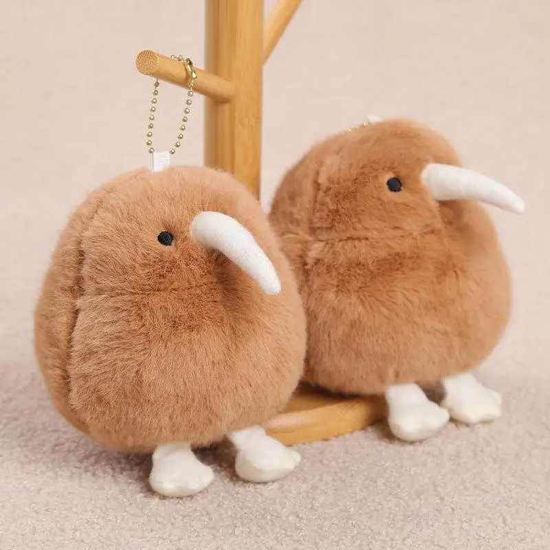 Cartoon Bird Plush Key Ring Soft Fluffy Simulation Kiwi Bird Pendant 1Pcs Portable Bag Decor for Girls Daily Use