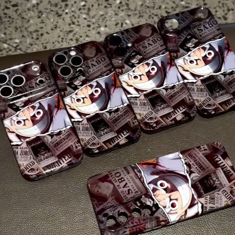 Funda de teléfono 3D ONE PIECE Monkey D Luffy para iPhone 11 12 13 14 15 16 17 Pro Max Plus Air Anime Sabo Newgate Wanted Notice Cover