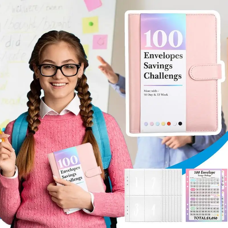 100 Envelopes Money Saving Challenge Money Saving Binder With Cash Envelopes Waterproof A5 Binder 100 Day To Save 5 050 For Home