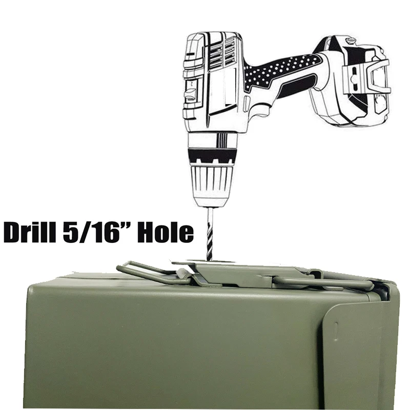 Bolt 50 Cal Ammo puede cerradura de pistola de acero, caja de seguridad para pistola de munición, Kit de Hardware, caja bloqueable del ejército