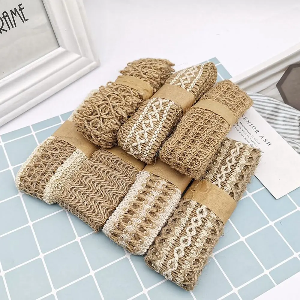 Pattern Wide Gift Wrapping Woven Home Ornament Crafts Gift Box Decor Jute Ribbon Hemp Rope Burlap Roll Wedding Party Supplies