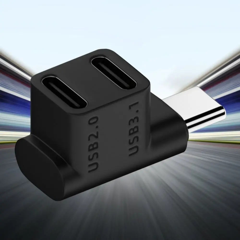 For Laptop Tablet Mobile Connector 2 In 1 USB C Adapter Fast Charging Adapter Right Angle Converter 90 Degree USB C Extender