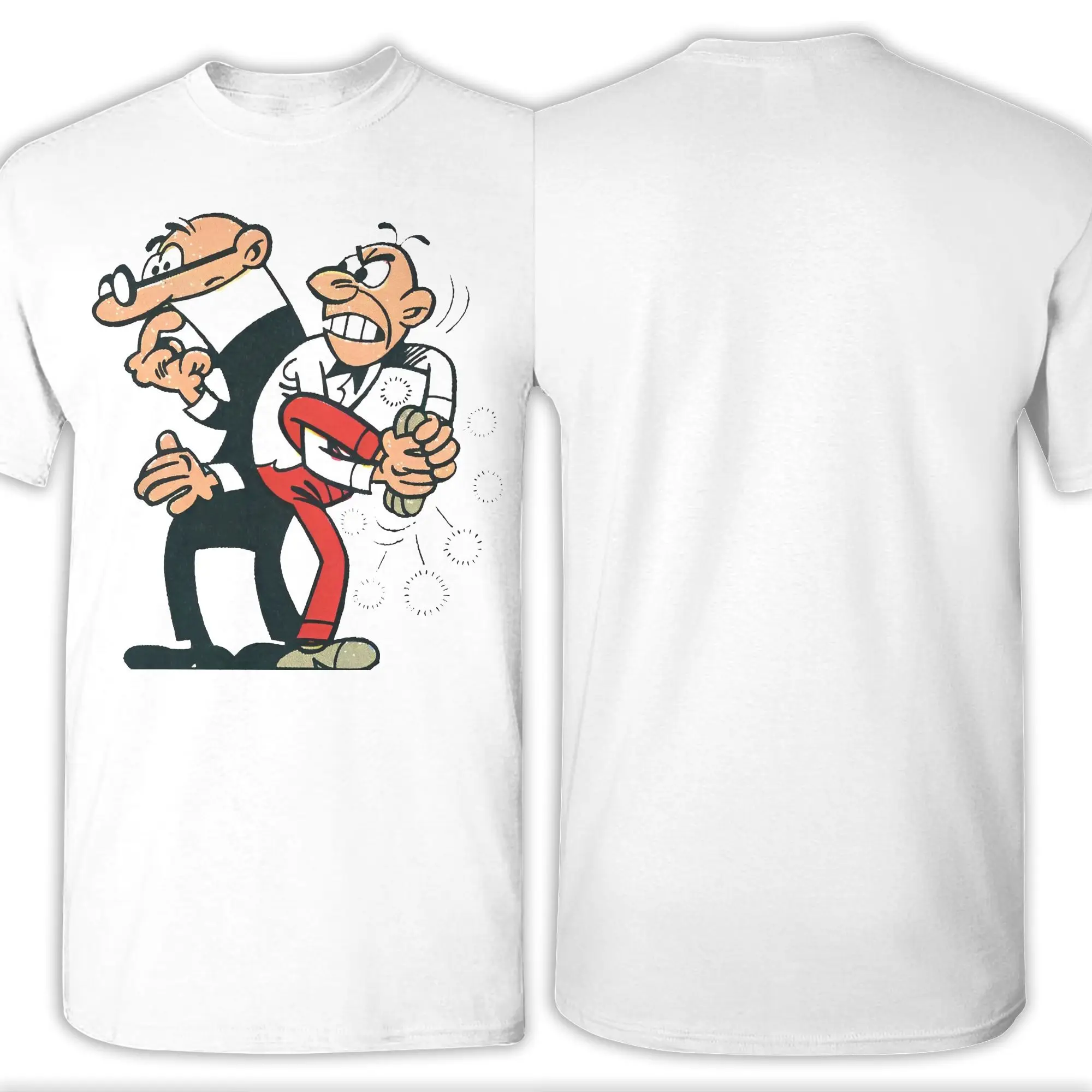 تي شيرت رجالي ونسائي مطبوع عليه Mort & Phil Mortadelo y Filemón تي شيرت من القطن الخالص ملابس
