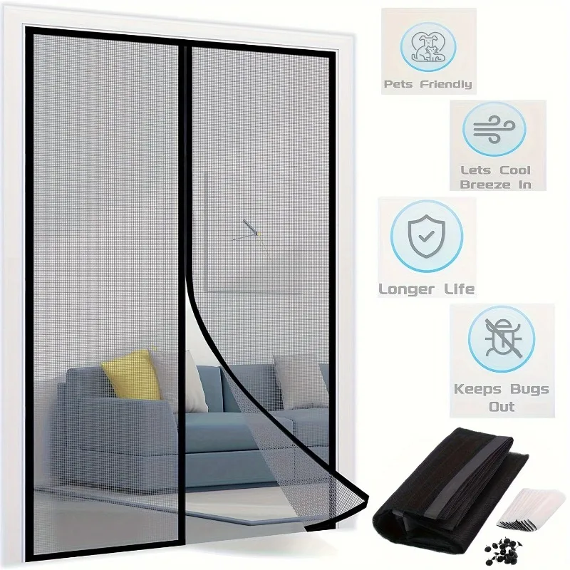 Heavy Duty Magnetic Shielding Door Curtain - Prevents Insects From Entering, Allows Fresh Air To Enter, Suitable for Wall Use