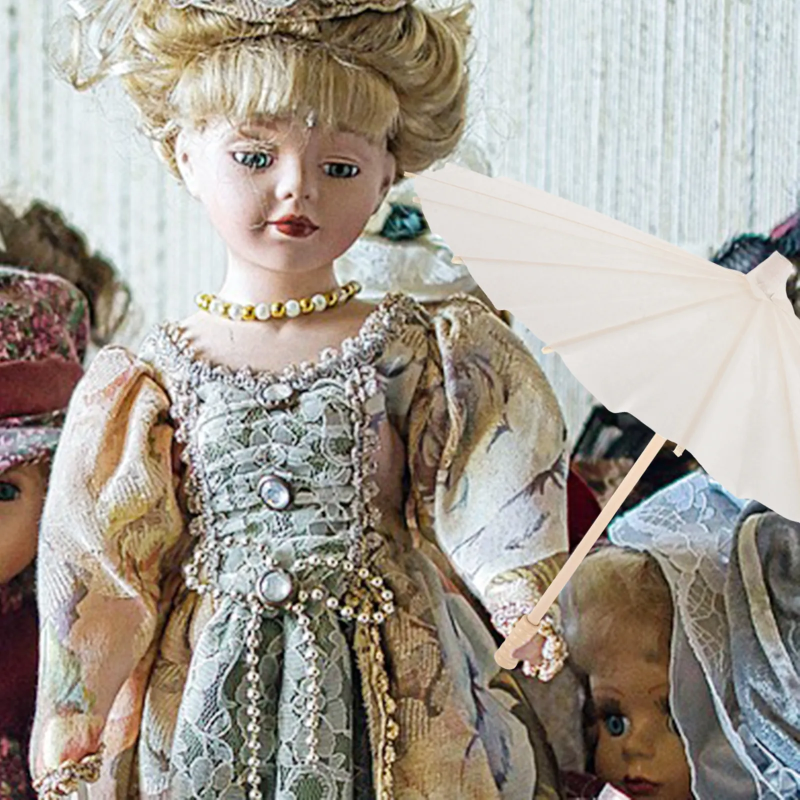 

Набор из 2 прочных бумажных зонтов 12 дюймов в винтажном стиле для кукольного домика, миниатюрного сада, вечеринки, свадебного декора, защита от ветра