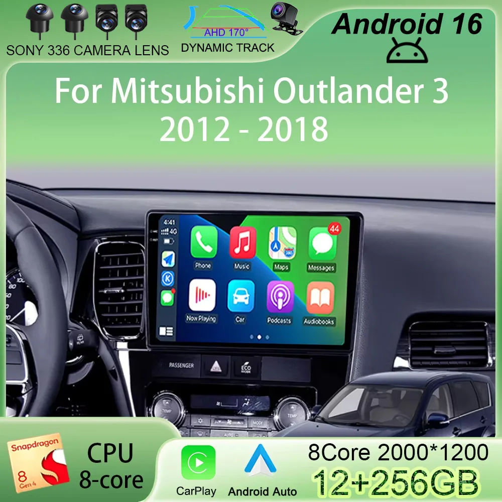 

Android 16 Car Multimedia Player Radio for Mitsubishi Outlander 3 2012-2018 Video 4G DVD Stereo Audio Head Unit Carplay NO DVD