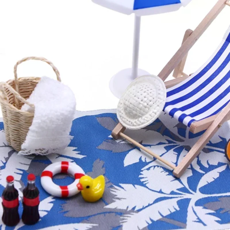 1 ensemble maison de poupée Mini parasol parapluie chaises longues fée jardin décoration été plage Micro paysage bricolage accessoires