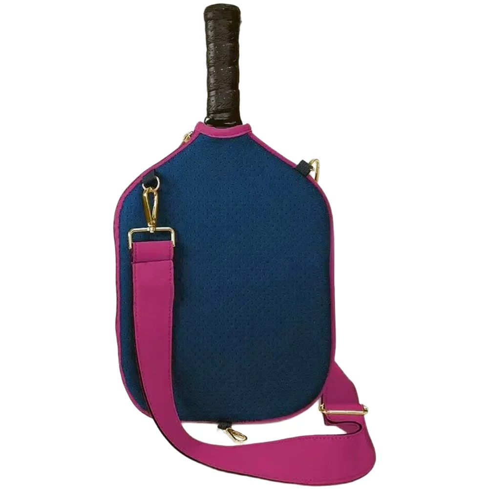 Waterproof Pickleball Paddle Cover in Neoprene with Side Compartment for Accessories and Shoulder Strap Support
