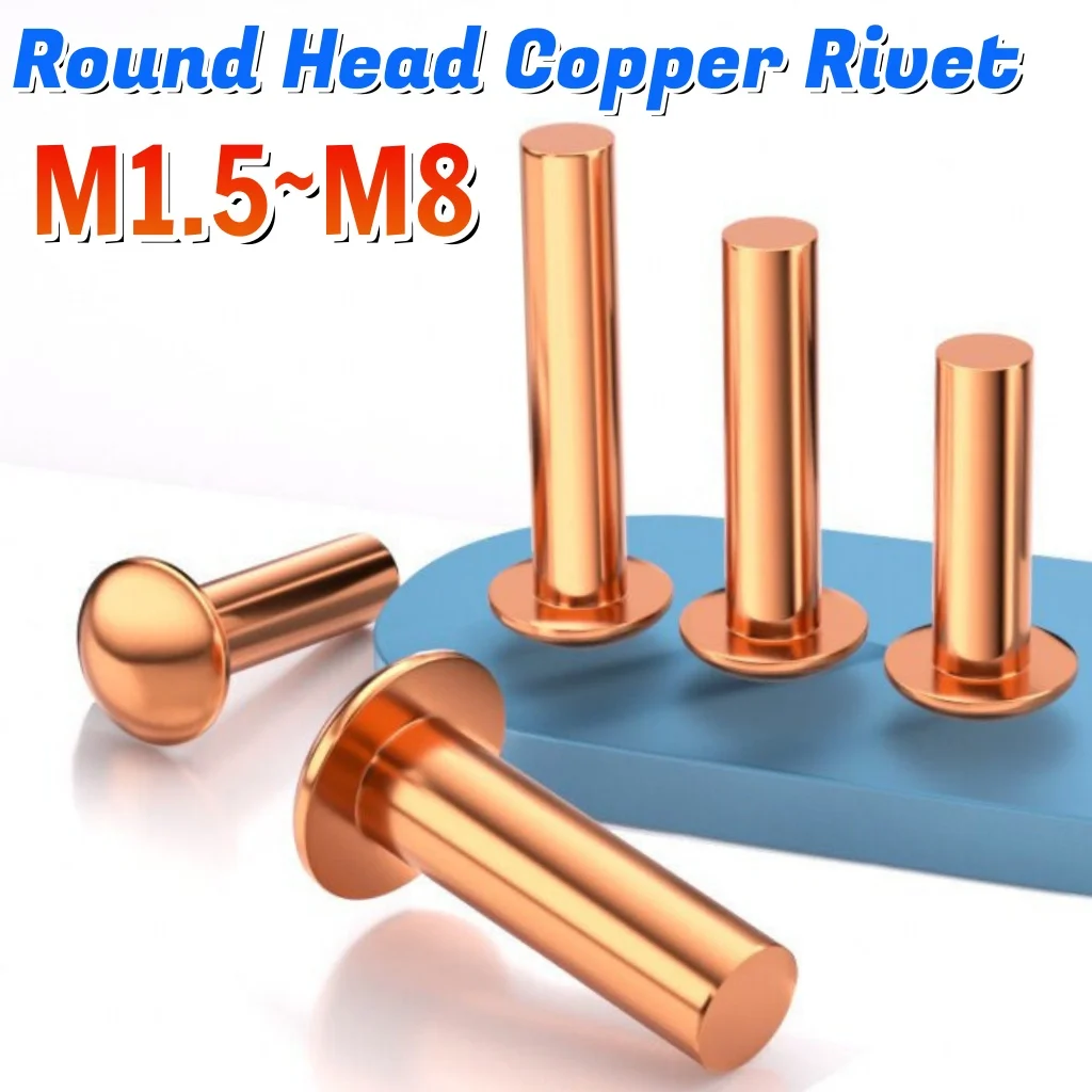 

Beicai 5~200pcs M1.5 M2 M2.5 M3 M4 M5 M6 M8 Half Round Cap Copper Solid Rivets Button Cap Copper Rivets Hand Knock Rivet