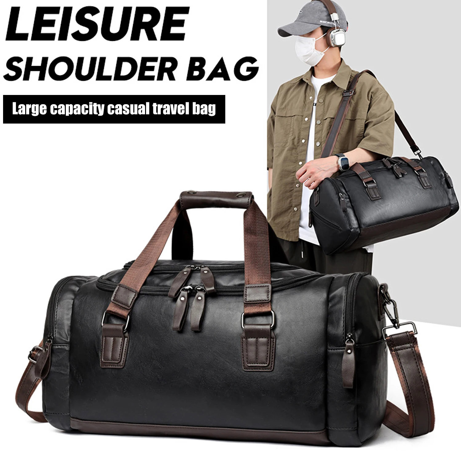 

Multi-functional Gym Bag for Men,Travel Duffel with Wet Pocket,Dry & Wet Separation Sports,Carry-on Casual Business Trip Luggage