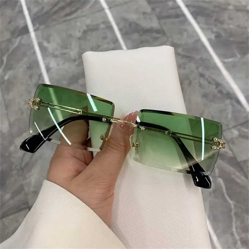 1/2pcs Fashion Rimless Sunglasses Woman Brand Designer Gradient Sun Glasses Frameless Rectangle Cutting Lens Shades Eyeglasses