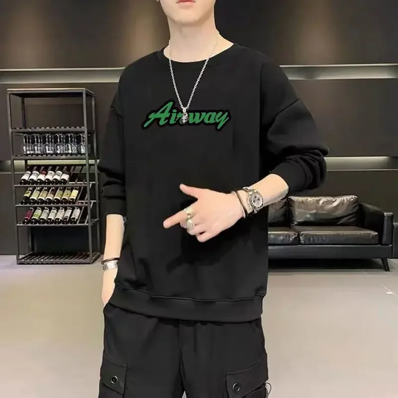 LIBIELIY Fashion O-Neck Printed Letter Casual Long Sleeve T-Shirts Men's Clothing 2024 Autumn New Loose All-match Tops Korean Te