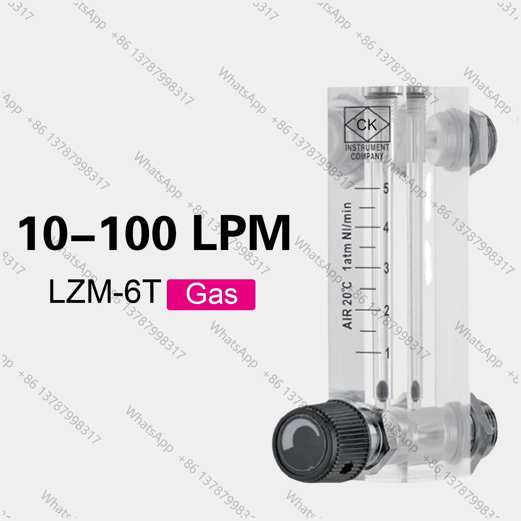 LZM-6T Gas Float Flow Meter Small Gas  Meter Panel Mount Acrylic Rotameter Adjustable Low  Air Flow Meter