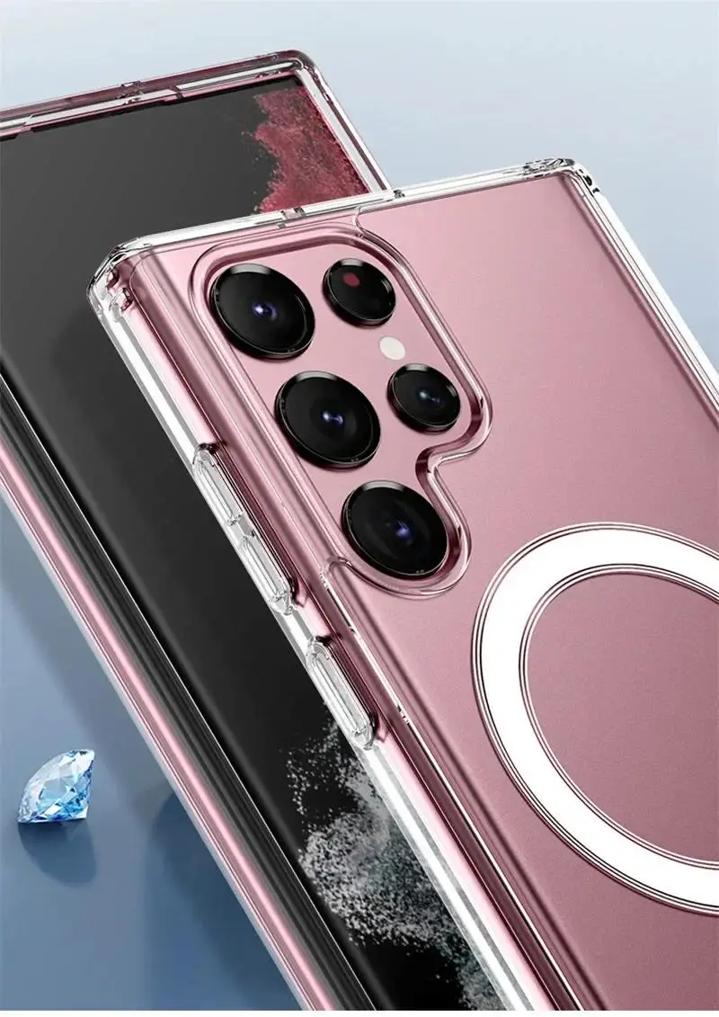 Modische Transparente Magnetische Hülle für Magsafe Kabelloses Laden für Samsung Galaxy S25 S24 S23 S22 S21 S20 Plus FE Ultra Sturzsichere Hüllen – Detail 13