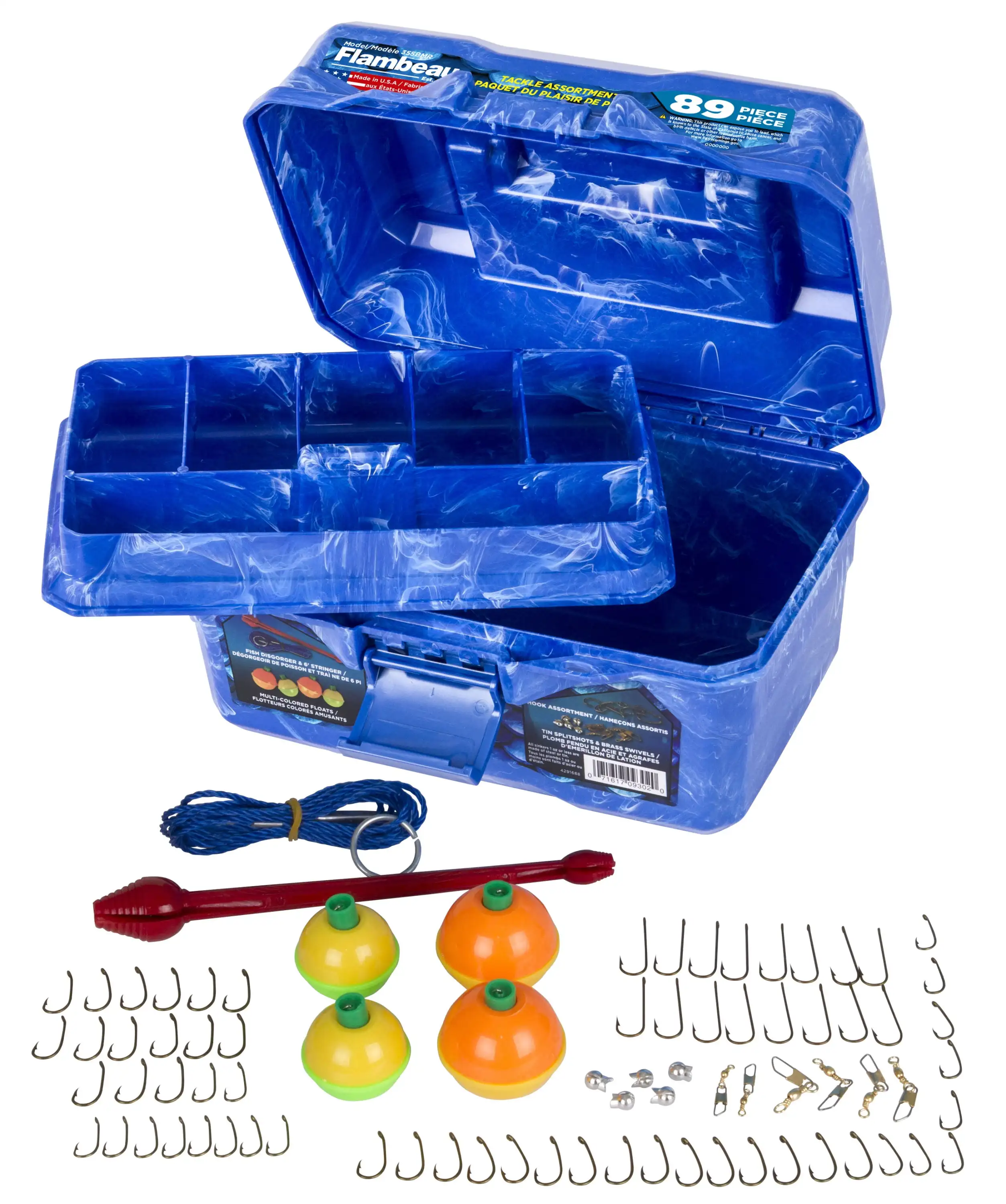 

, 355Bmr Big Mouth Tackle Box 89 Piece Tackle Box Kit, Plastic, Blue, 8.75 Inches