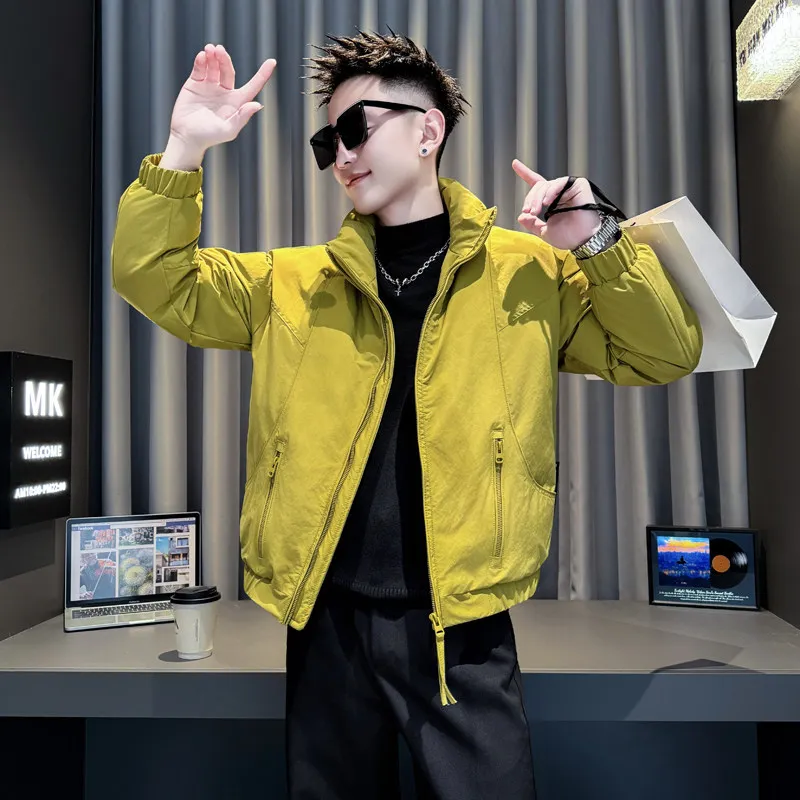 

Утепленная зимняя рабочая куртка из хлопка, повседневная, с воротником-стойкой, мужская, маленького размера, из полиэфирного волокна, теплая, на молнии