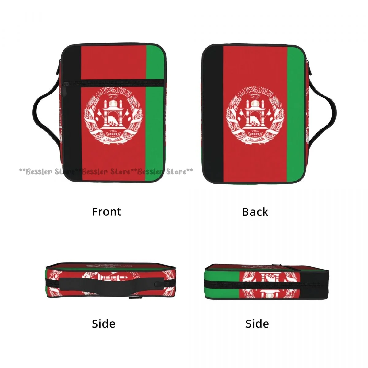 Afghanistan Flag Bible Cover Case Zipper Pocket Handle Storage Bag Church