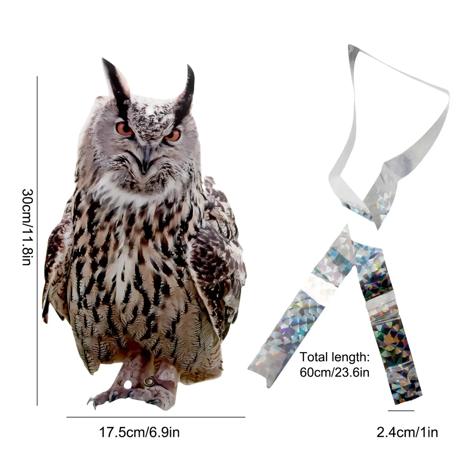 Owl Decoy Waterproof Fake Owl Scarecrow Lifelike Bird Statue Flashing Eyes Frightening Sound Owl Statue Control Devices For Farm