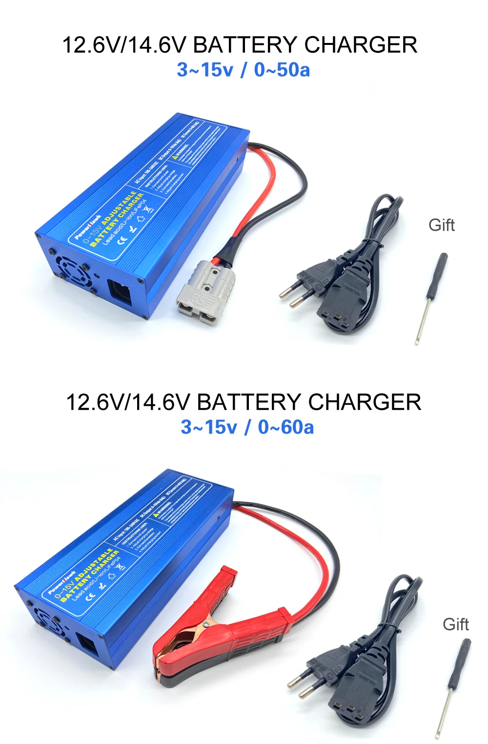 12v Battery Charge 50A Lifepo4 Battery Charger Voltage Current AdjustablFast Charge Lithium Battery Charger14.6V Battery Adapter