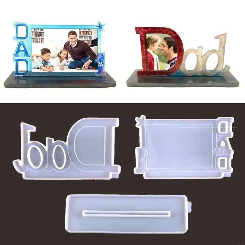 

R3MC 1 Set DAD Photo Frame Ornaments Molds Epoxy Resin DIY Craft for Home Decoration