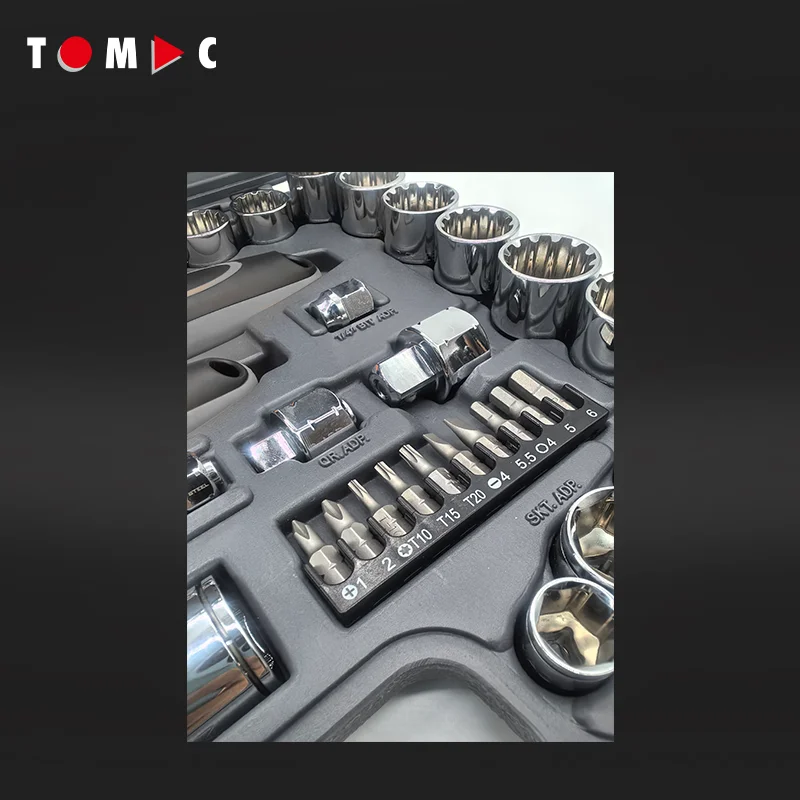 TOMAC 52pc Chrome Vanadium Go Through Socket Tool Set Socket Wrench Set Auto & Truck Repair view 5