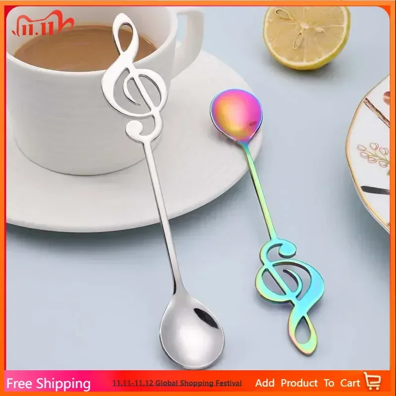 

Stainless Steel Coffee Stirring Spoon Musical Note Spoon Mug Teaspoons Music Bar Ice Cream Creative Gift Spoon Kitchen Tableware