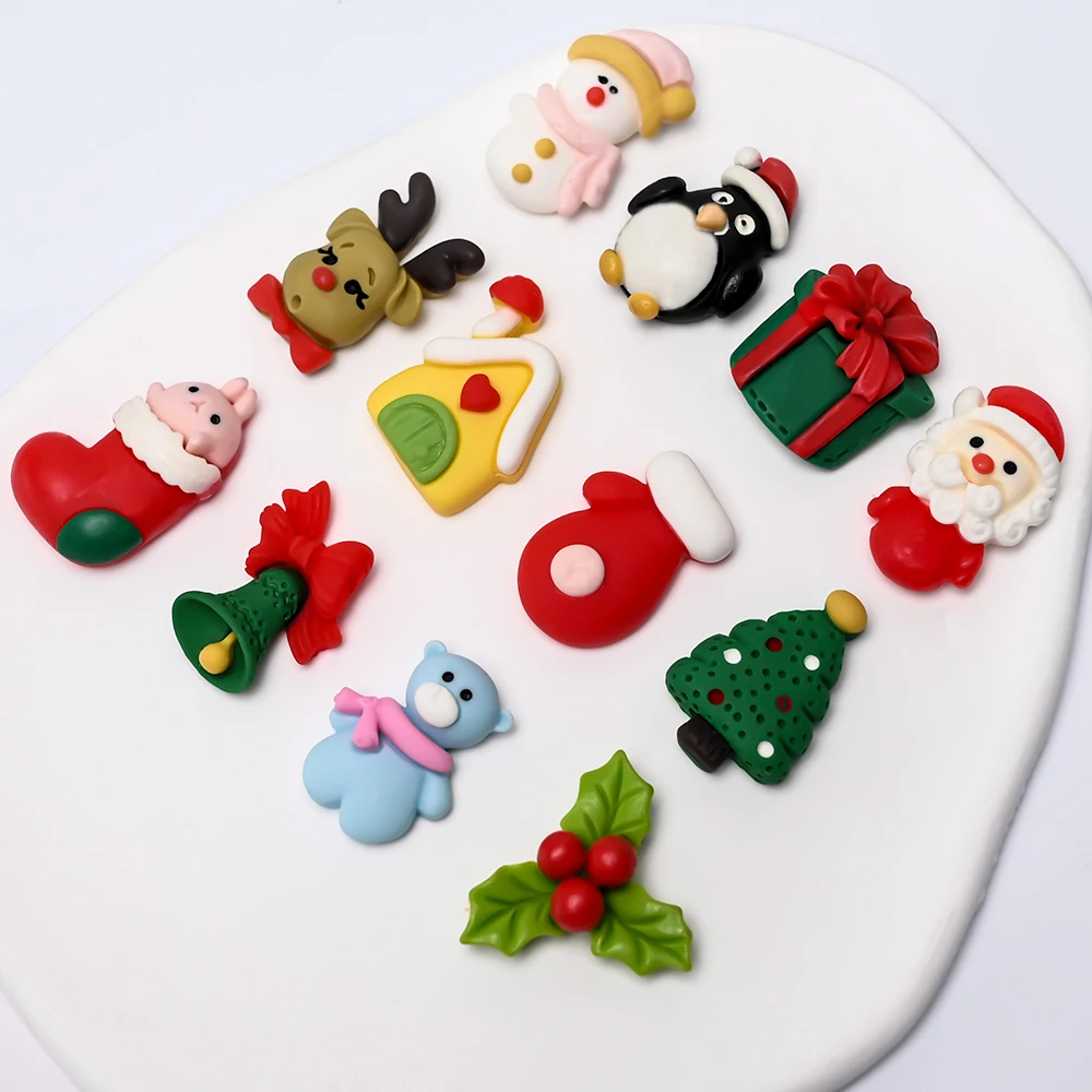 5 ชิ้น/ถุง 5D Nail Art Charm น่ารักและน่าสนใจ Santa Claus, ต้นไม้, ตกแต่งเล็บ DIY สําหรับเคสโทรศัพท์, ปากกา, เล็บ ฯลฯ