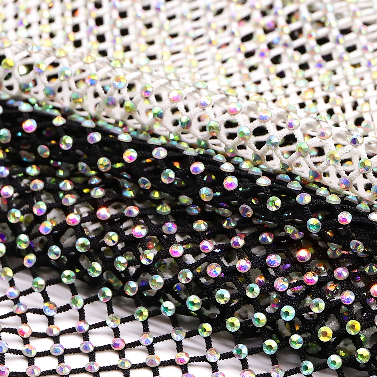 50x100cm Multi Color Glass Rhinestones Mesh Applique Trim Fabric Sewing Strass Tape Net with SS10 Crystal Trimming for DIY Cloth