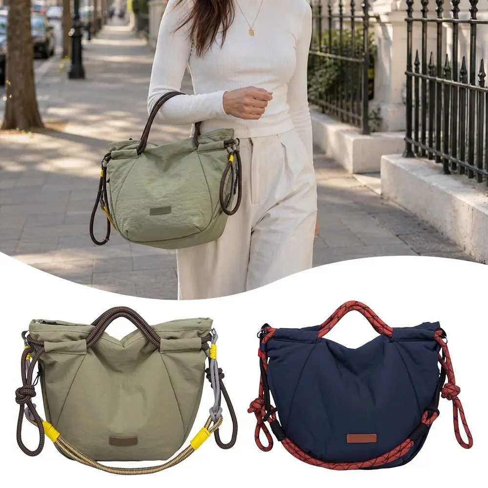 Fashion Large Capacity Large Tote Bag Multi-pocket Drawstring Shoulder Bag Casual Vintage Crossbody Bag Commuting