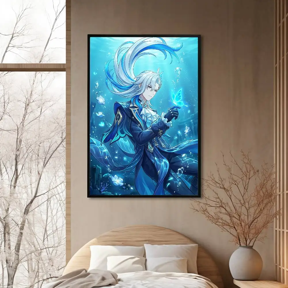 Neuvillette G-Genshin Impact Poster DIY Vintage Movie Poster Wall Art Painting Study Stickers Wall Painting