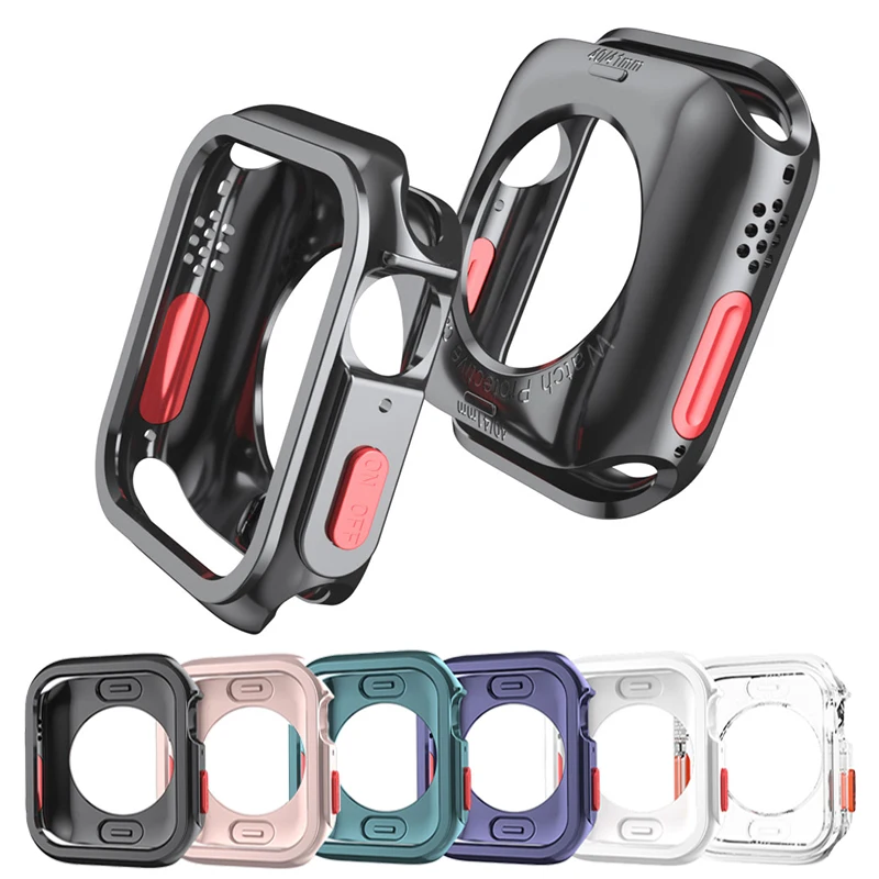 Z miękkiego TPU ekran etui ochronne na Apple Watch 45mm 41mm 44mm 40mm zderzak obudowa ochronna do iwatch serii 8 7 6 SE 5 4