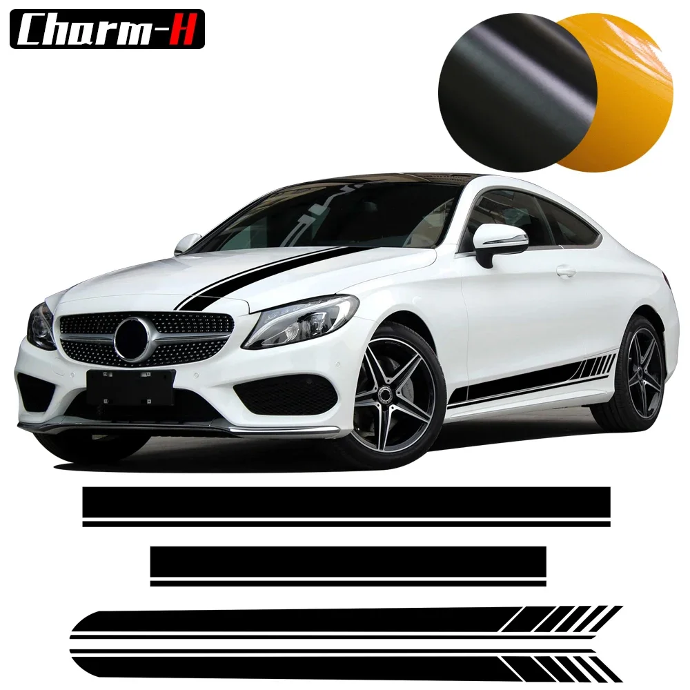 C63 AMG Style Edition 1 Side Stripes Hood Roof Rear Kit Decal for Mercedes Benz C Class W205 Coupe Sedan Stickers Accessories