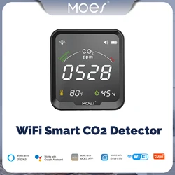 MOES-Qualidade do Ar Detector De Dióxido De Carbono, Despertador, Monitor De Temperatura, Testador De Umidade, WiFi, BT,Tuya Smart, CO2, 3 em 1