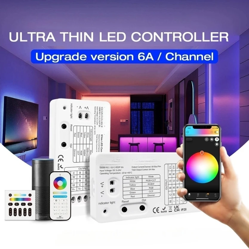 DC5-24V LED Strip Controller 5-in-1 with For ZigBee 3.0 Support and For PWM Dimming for RGBCCT RGBW RGB CCT Connection Modes