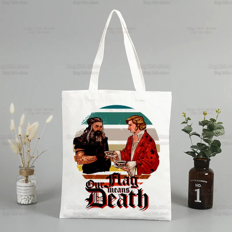 

Наш флаг означает флаг смерти, кот, ручной принт, холщовая сумка на плечо для женщин, эко-многоразовая сумка для покупок, винтажная мода