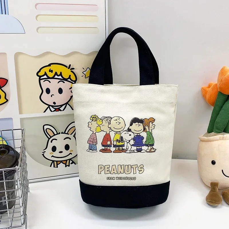 2026 Neue Mode Heiße Snoopy Bucket Bag Cartoon Canvas Tasche Bedruckte Handtasche Lunch Bag Modische Hot Mom Tasche – Detail 4